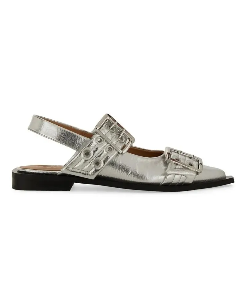 Ganni Ballerina With Buckle silberfarben 