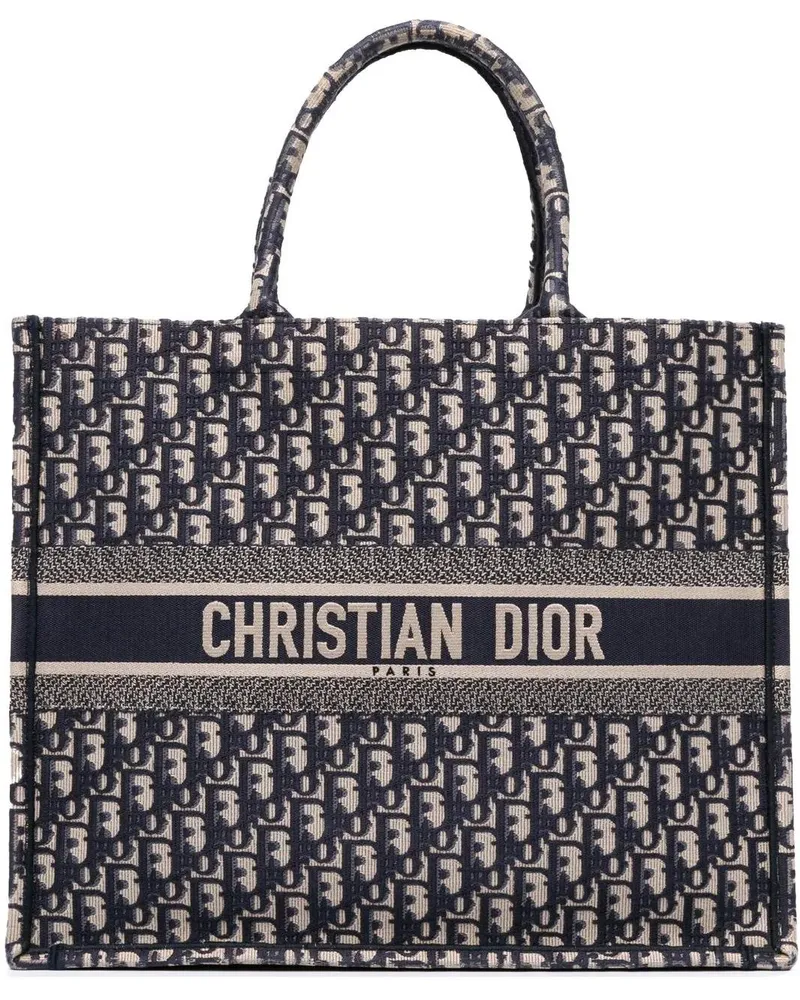 Dior Shopper Large Oblique Canvas Book Tote blau Blau