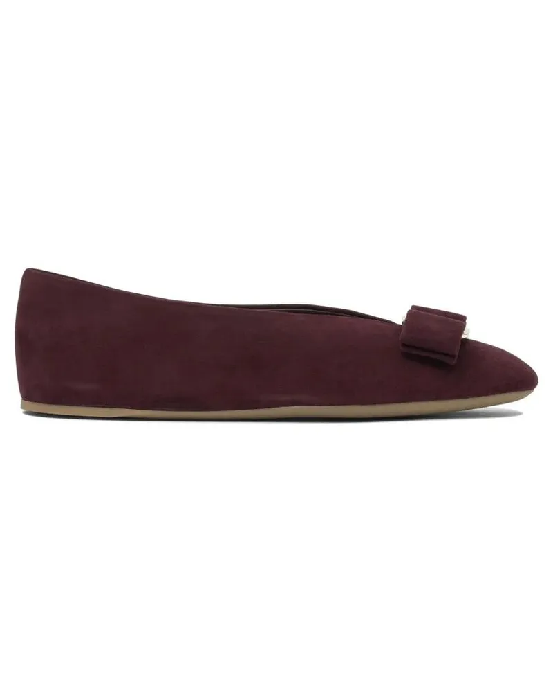 Ferragamo Bordeaux Leather Ballerinas schwarz Schwarz