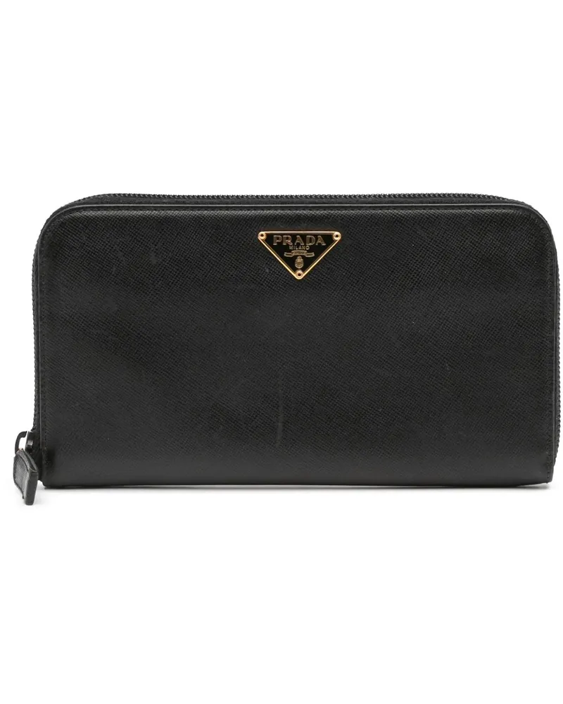 Prada Portemonnaie Saffiano Zip Around Long Wallet schwarz Schwarz