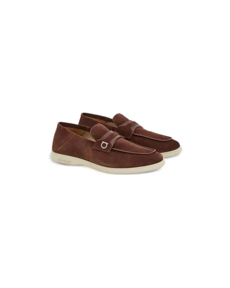 Ferragamo Loafers & Ballerinas Brown Deconstructed Gancini Loafers Braun