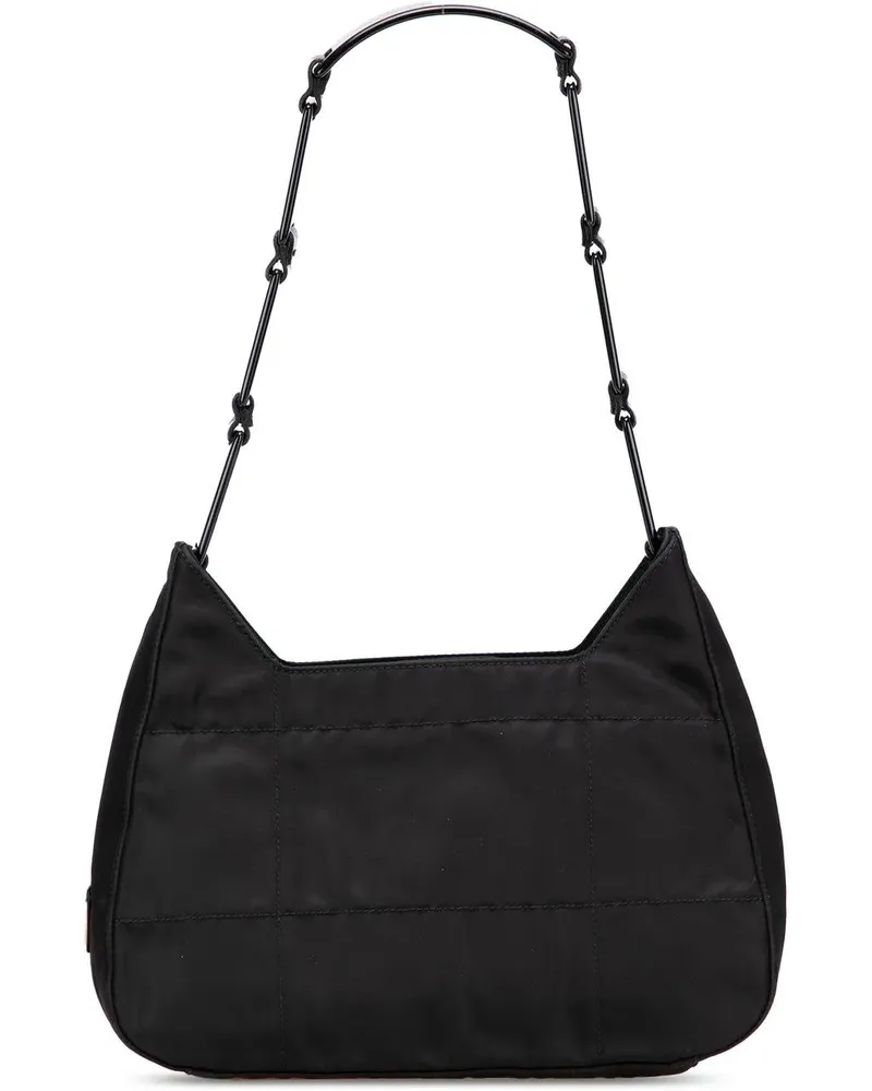 Prada Hobo Bags Tessuto Chain Shoulder Bag schwarz Schwarz