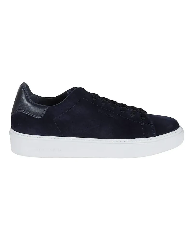 Woolrich Low-Top Sneaker Black Leather Low-Top Sneakers With Textured Accen blau Blau