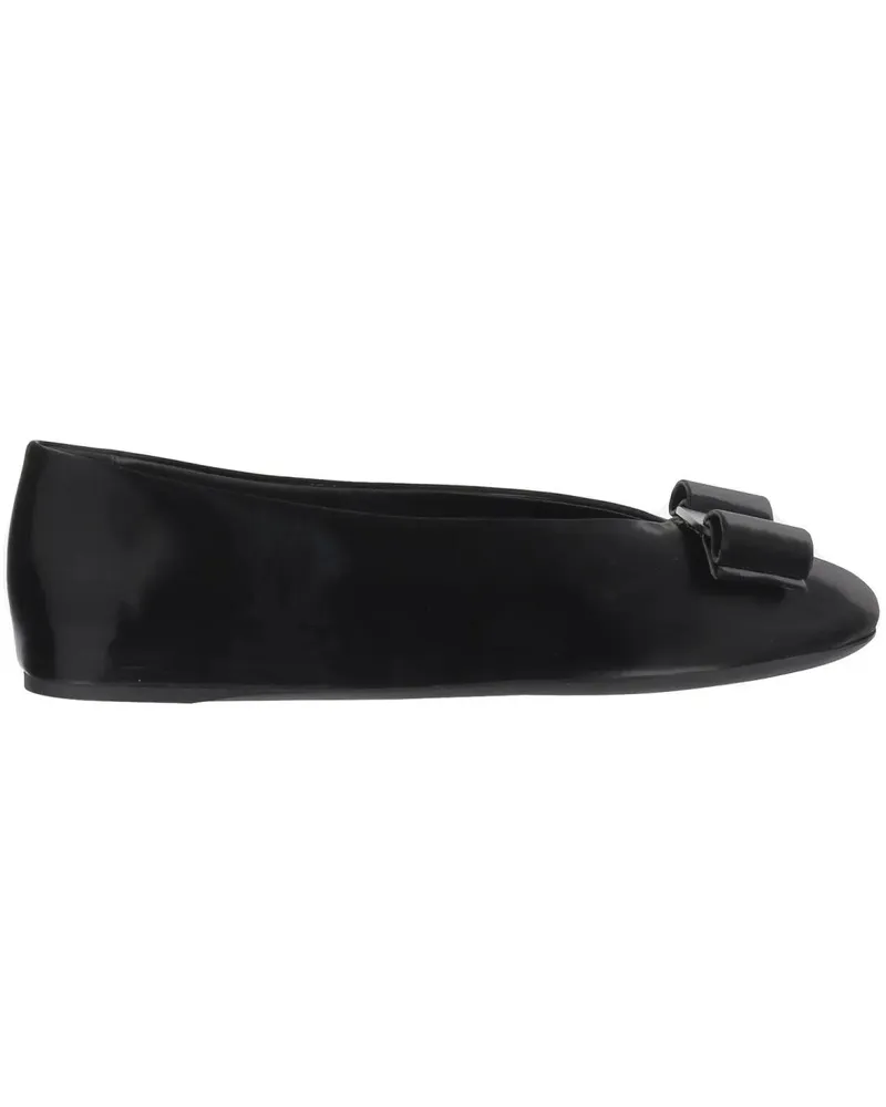 Ferragamo Leather Bow Ballerina Flats schwarz Schwarz