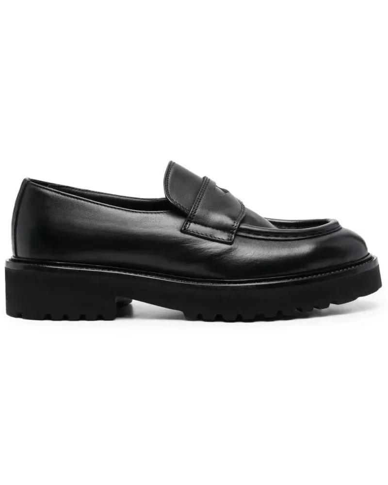 Doucal´s Penny Strap Black Leather Loafers schwarz Schwarz
