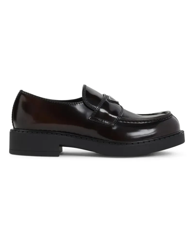 Prada Loafer Brushed Leather Loafers With Tonal Stitching schwarz Schwarz