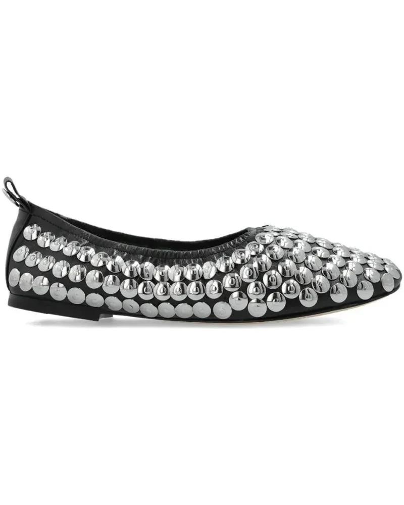 Tory Burch Round Toe Flat Shoes With Metallic Stud Accents schwarz Schwarz