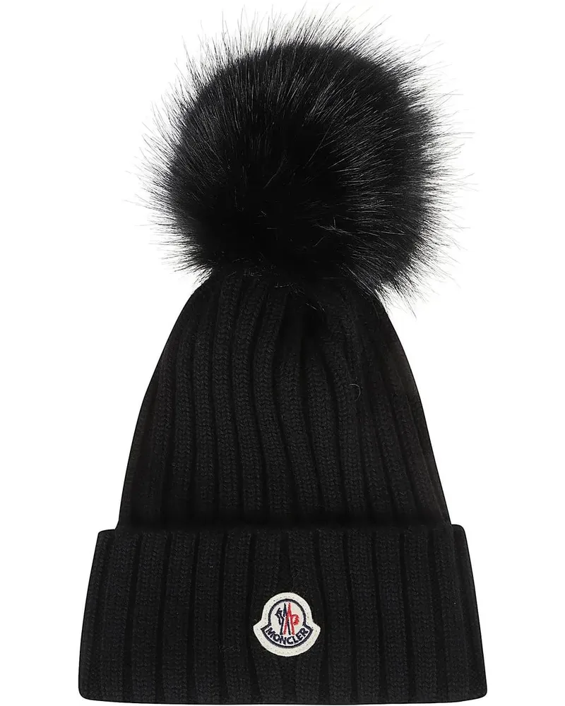 Moncler Caps & Mützen Tricot Beanie Black schwarz Schwarz