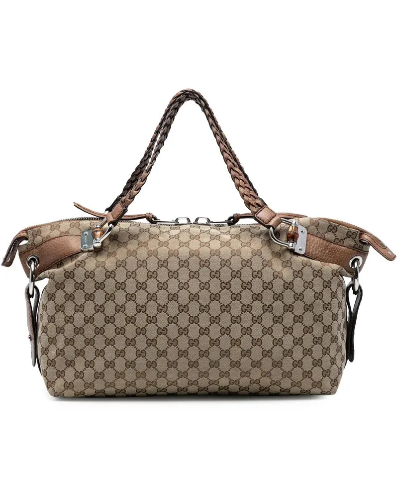 Gucci Shopper Medium GG Canvas Bamboo Bar Tote braun Braun