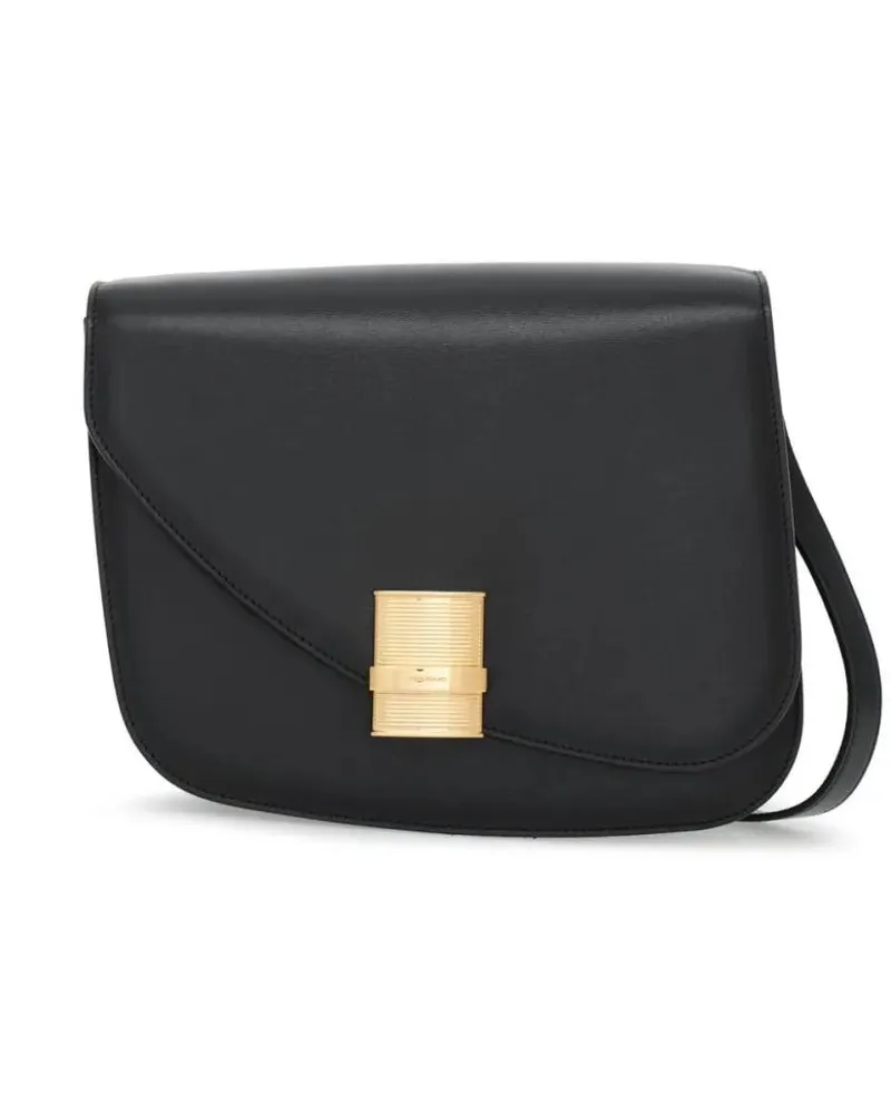 Ferragamo Shopper Medium Asymmetric Crossbody Bag Black Schwarz