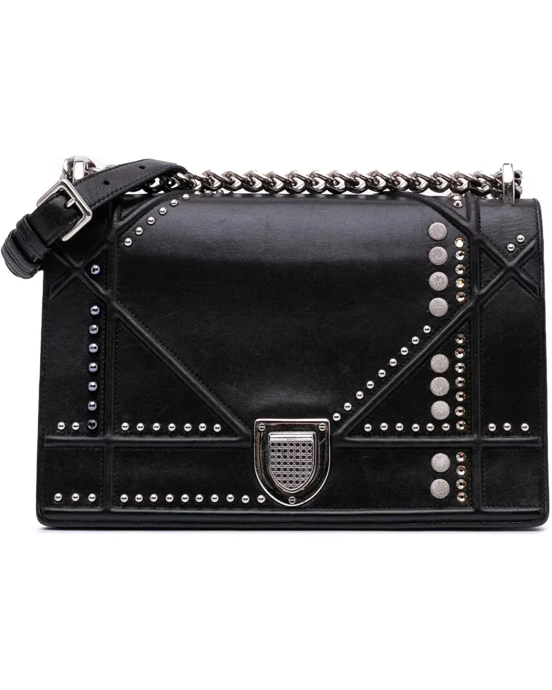 Dior Hobo Bags Medium Studded Lambskin Diorama Flap schwarz Schwarz