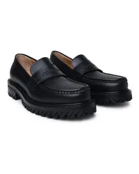 OFF-WHITE Loafers & Ballerinas Black Leather Loafers Schwarz