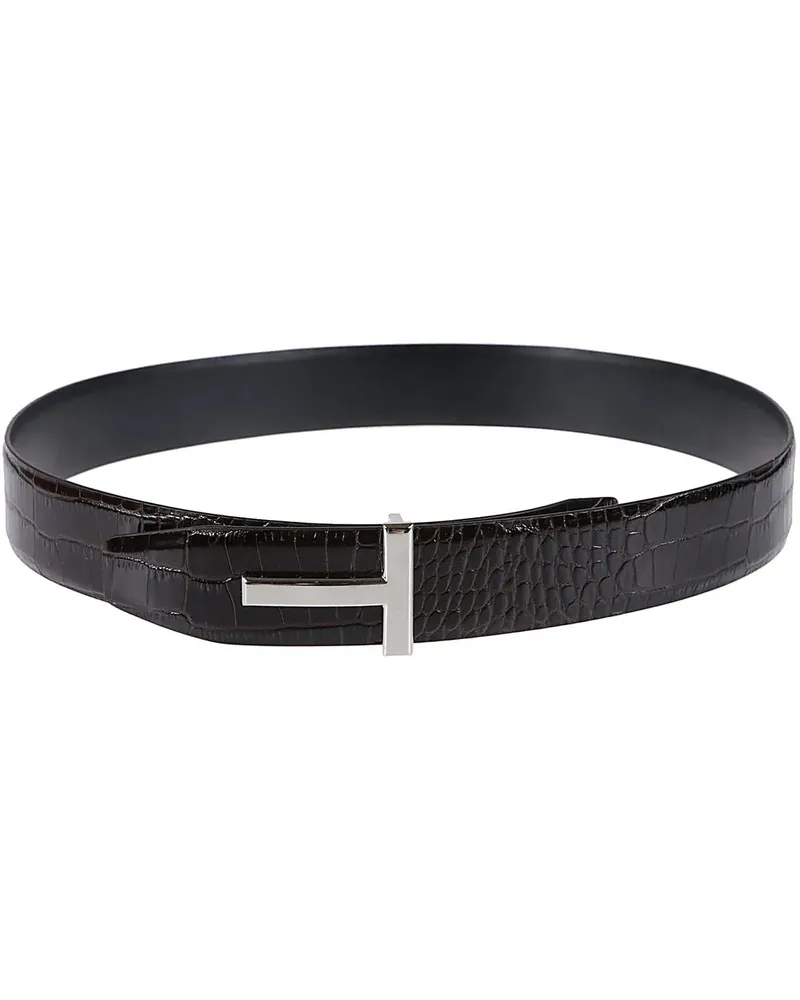 Tom Ford Gürtel T Buckle Reversible Belt Brown braun Braun
