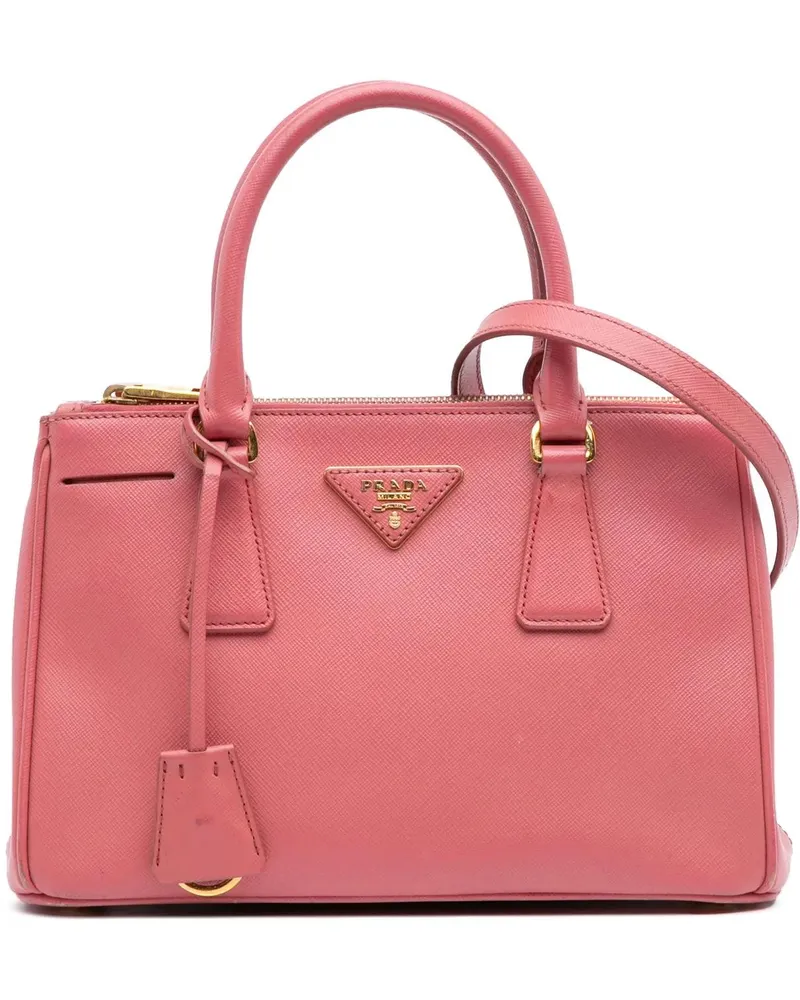 Prada Hobo Bags Small Saffiano Lux Galleria Double Zip Satchel rosa Gold