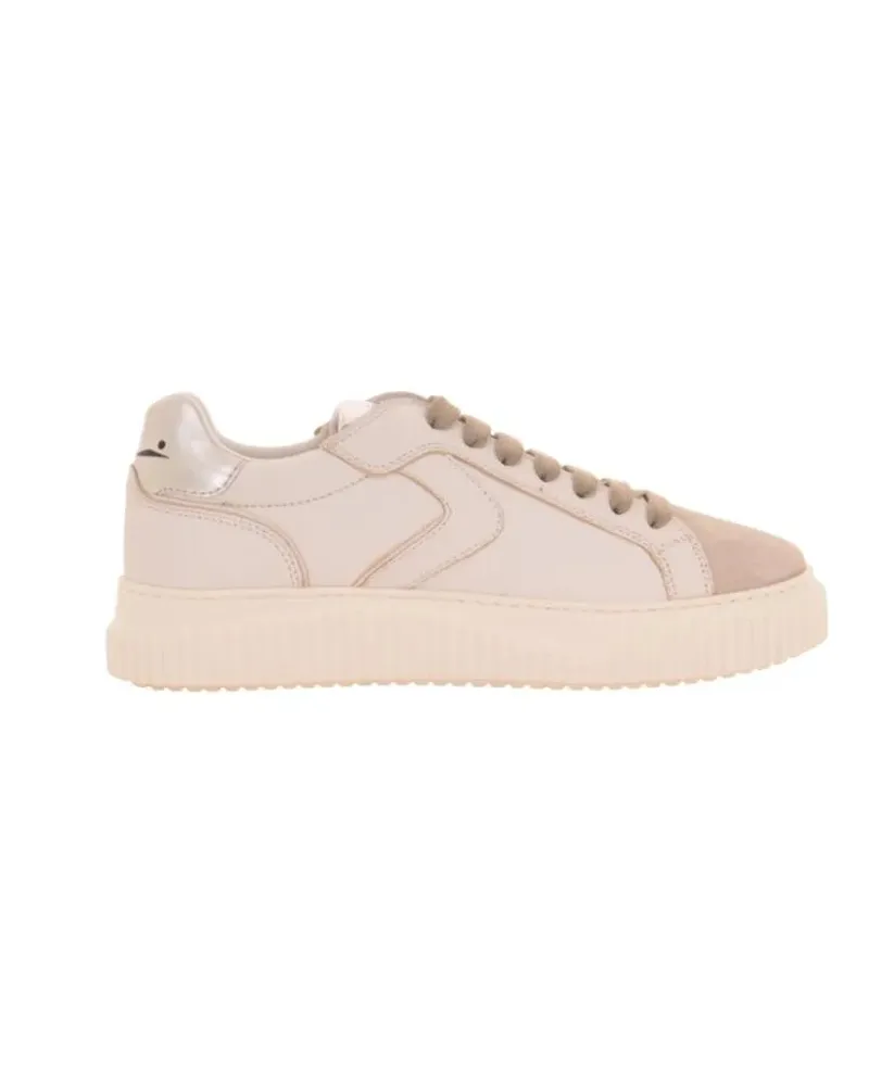 Voile Blanche Low-Top Sneaker Soft Calfskin Sneakers With Personalized Patch beige Beige