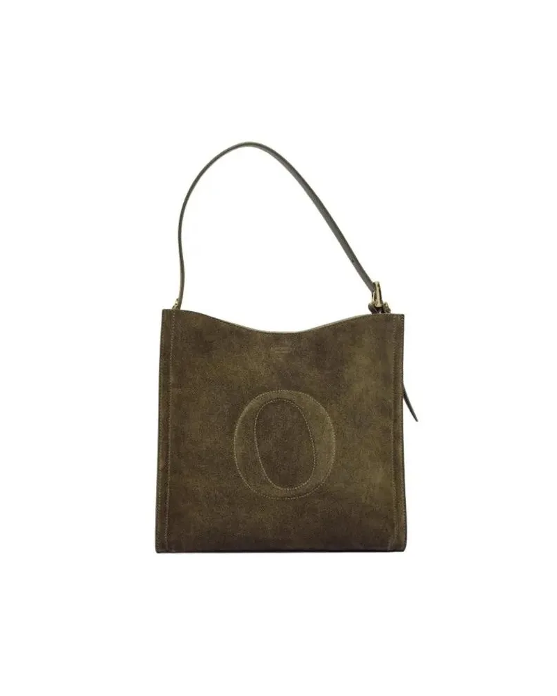 Orciani Hobo Bags Soft Suede Handbag With Embossed Detail grau Grau