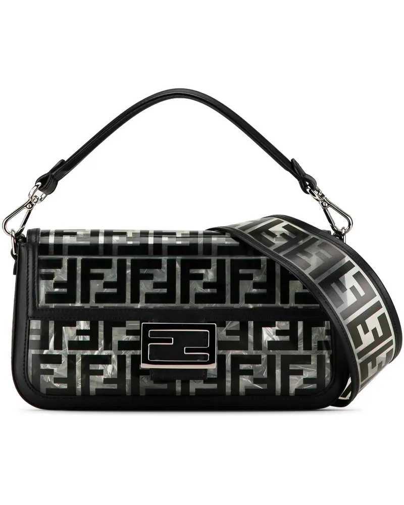 Fendi Hobo Bags Medium Zucca PVC Baguette Satchel schwarz Schwarz