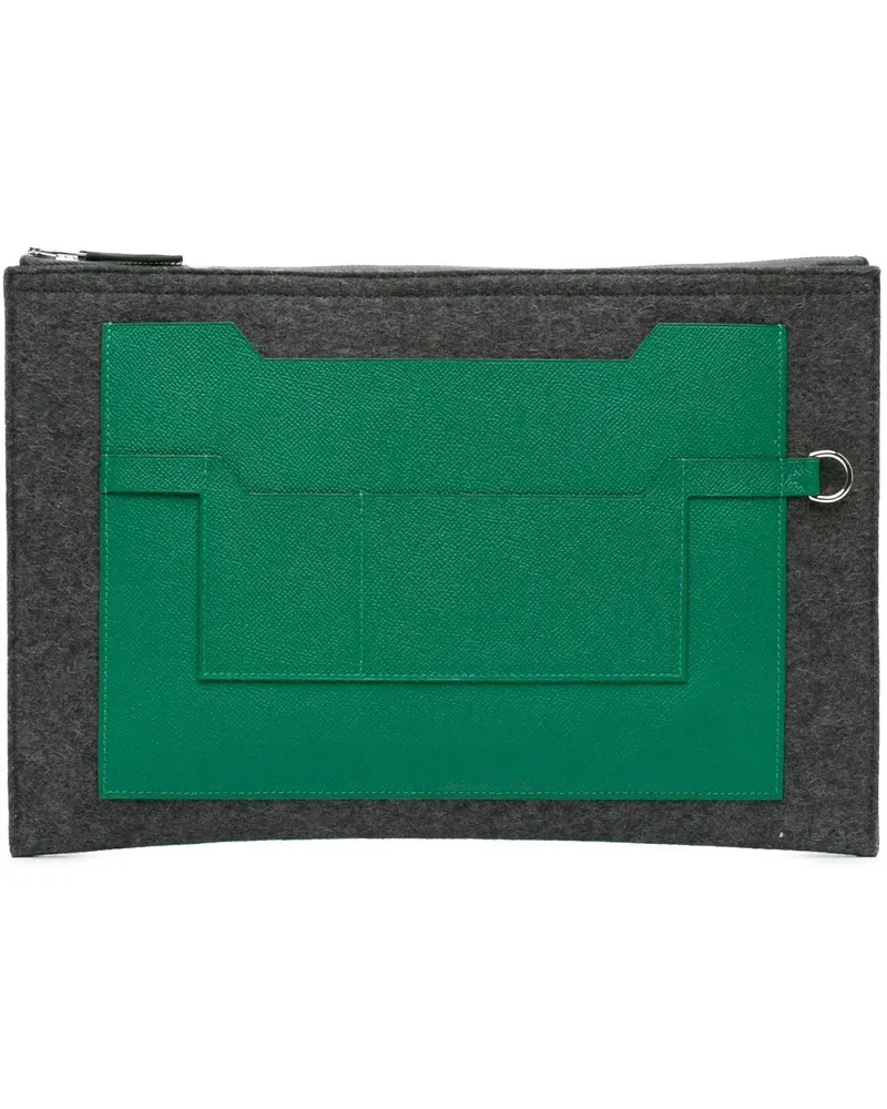 Hermès Clutches Epsom and Felt Toodoo 37 grün Grün