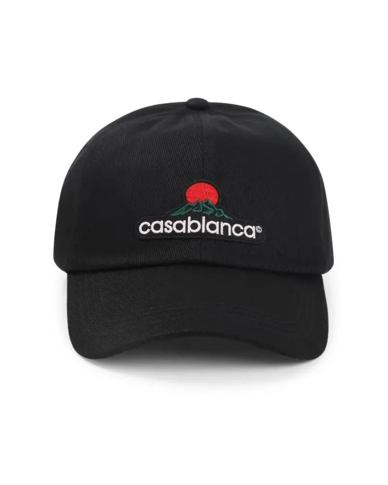 Casablanca Paris Caps & Mützen Structured Black Cap With Mountain schwarz Schwarz