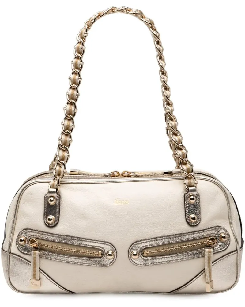 Gucci Hobo Bags Small Leather Web Capri Shoulder Bag weiß Weiß