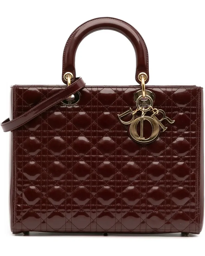 Dior Hobo Bags Large Patent Cannage Lady Dior rot Rot