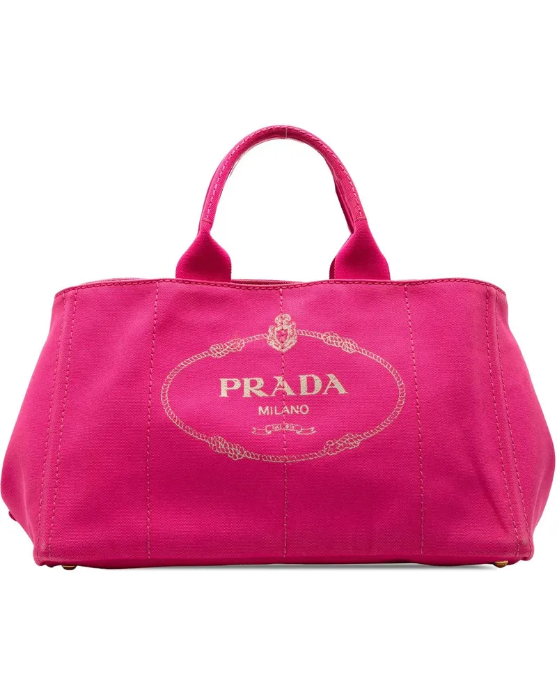 Prada Hobo Bags Large Canvas Canapa Logo Satchel rosa Gold