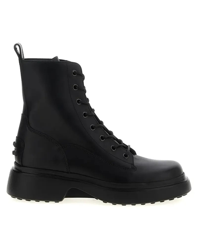 TOD'S Stiefel Leather Combat Boots schwarz Schwarz