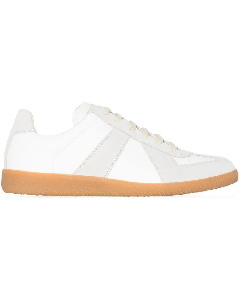 Maison Margiela Low-Top Sneaker White Sneakers With Textured Panels And Gum Rubber weiß Weiß