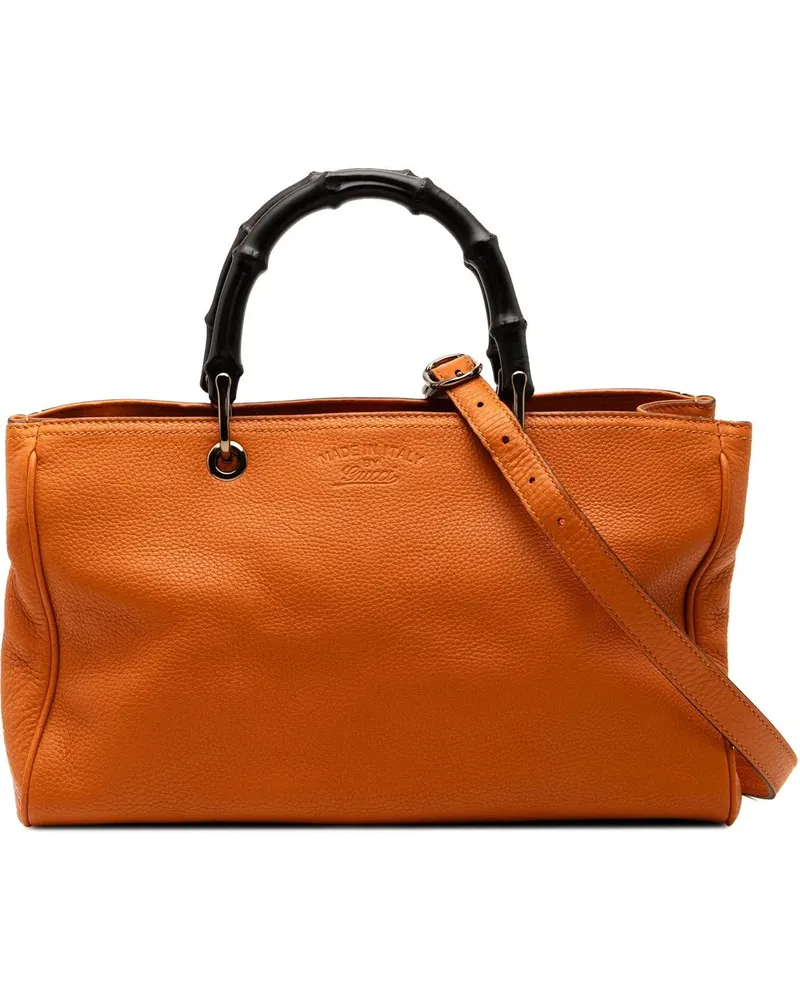 Gucci Hobo Bags Medium Calfskin Bamboo Shopper Satchel orange Orange