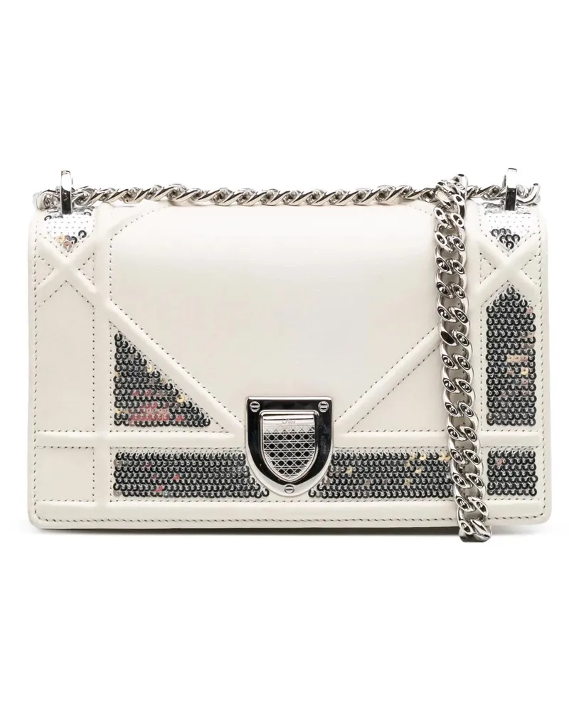Dior Hobo Bags Small Calfskin Diorama Sequin Flap weiß Weiß