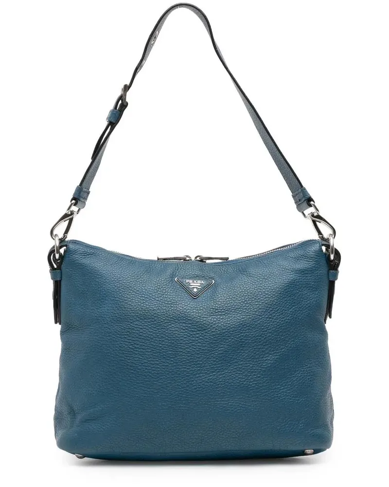 Prada Hobo Bags Vitello Daino Shoulder Bag blau Blau