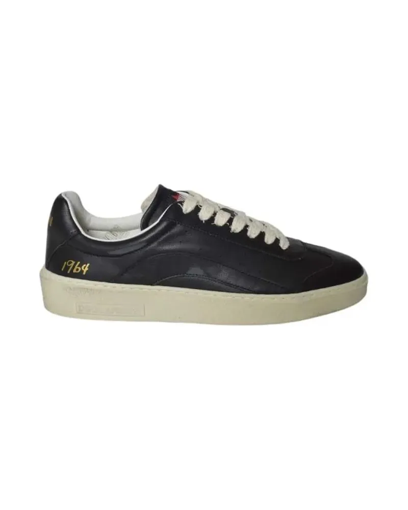 Dsquared2 Low-Top Sneaker Low-Top Black Leather Sneakers With Off-White Sole schwarz Schwarz