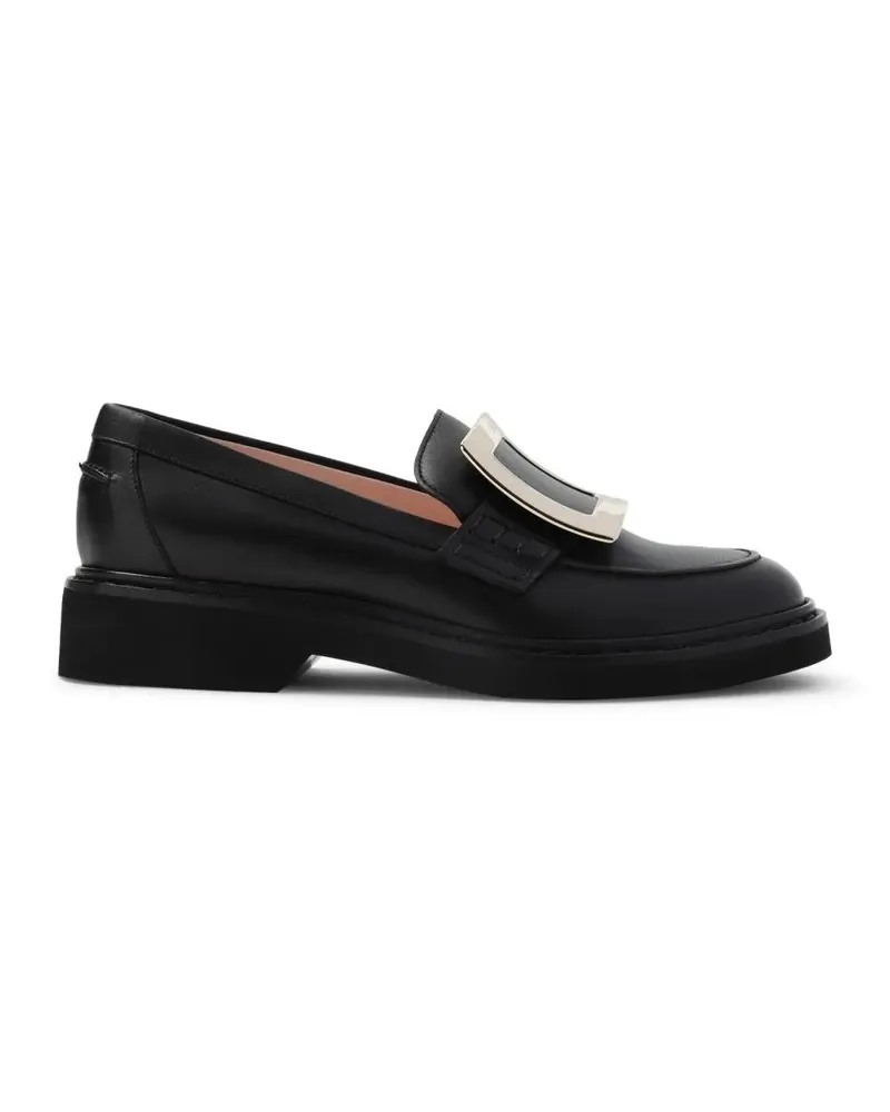 Roger Vivier Leather Loafers With Decorative Buckle schwarz Schwarz