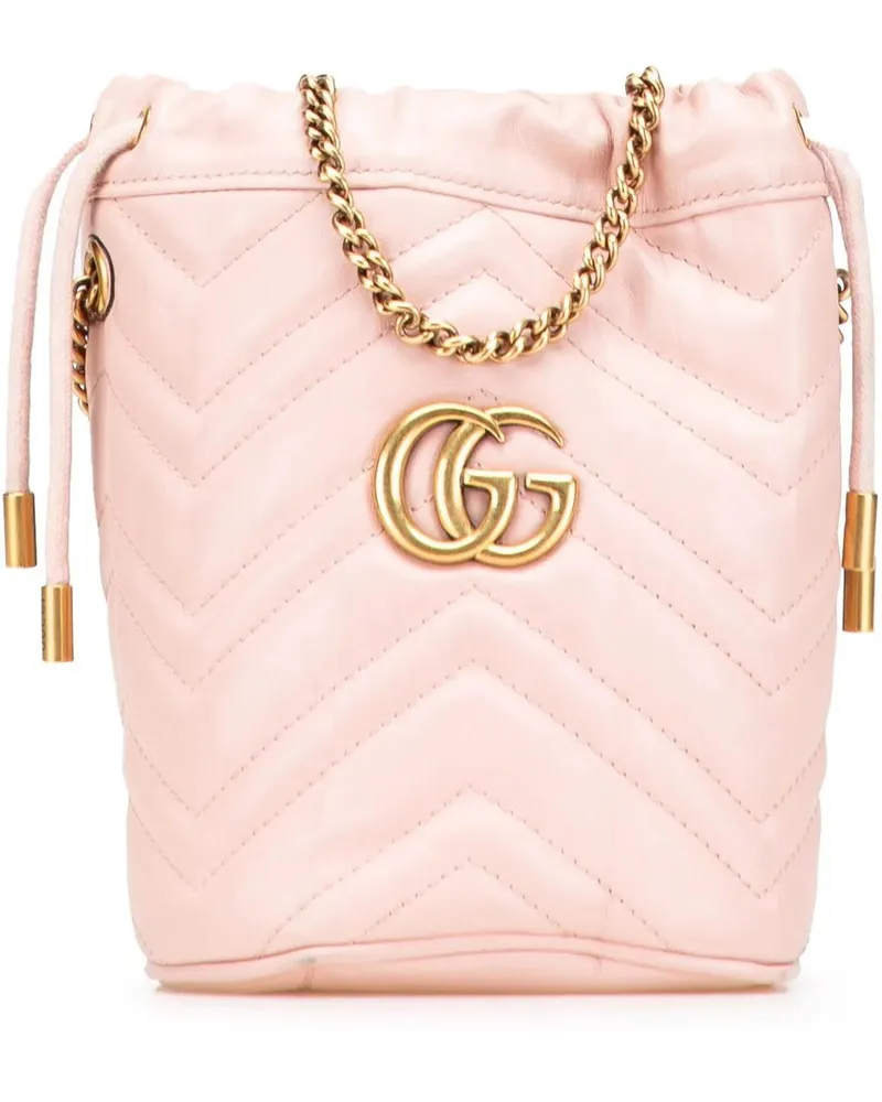 Gucci Hobo Bags Small GG Marmont Leather Matelasse Bucket Bag rosa Gold