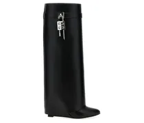 Low-Top Sneaker Stiefel aus Leder schwarz