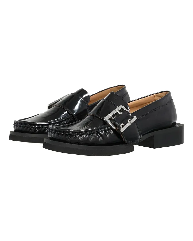 Ganni Loafer Feminine Buckle Loafer Naplack schwarz Schwarz