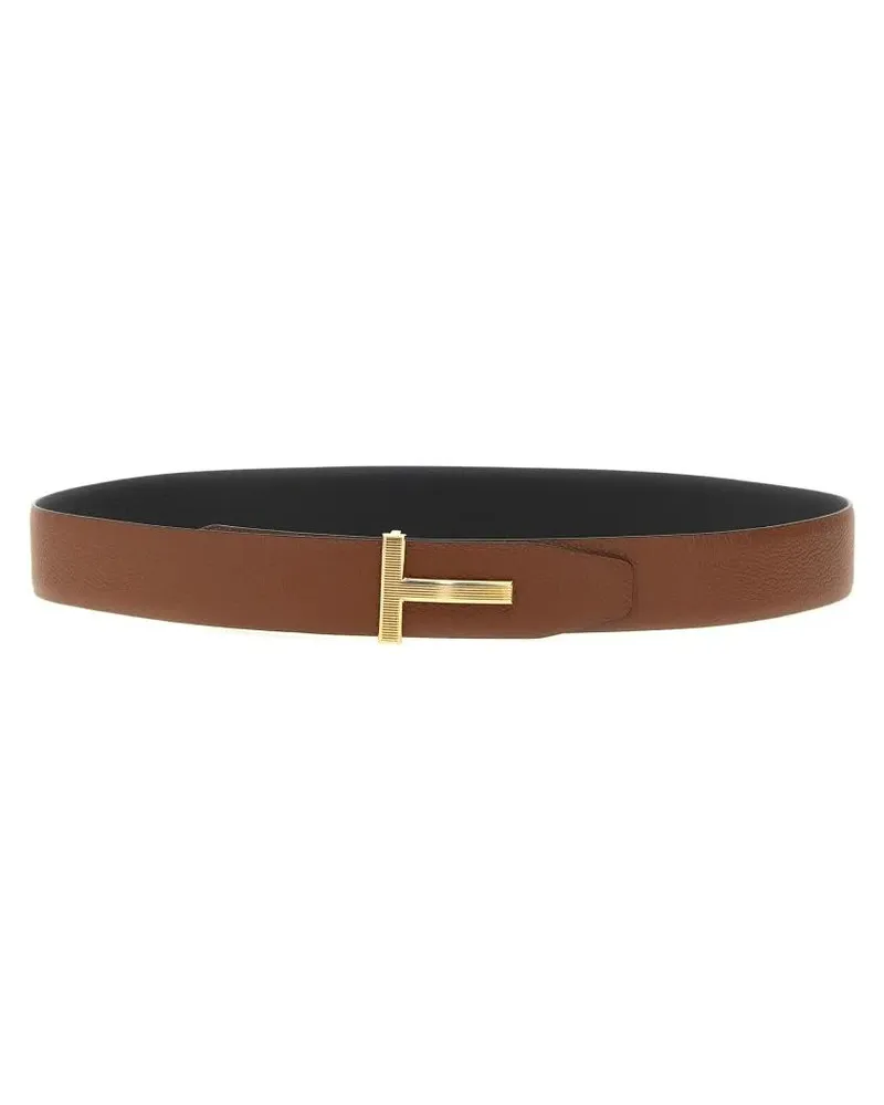 Tom Ford Gürtel Logo Buckle Reversible Belt braun Braun