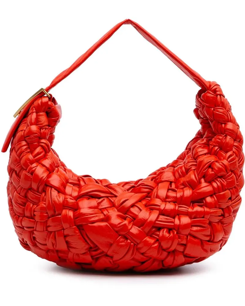 Bottega Veneta Hobo Bags 2012-2024 Foulard Intrecciato Calfskin Banana Hobo rot Rot