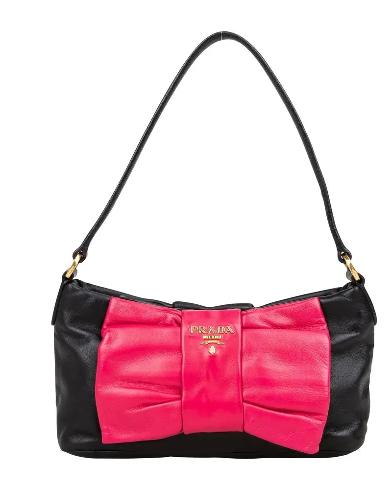 Prada Crossbody Bags  Leather Pink Ribbon Mini Handbag schwarz Schwarz