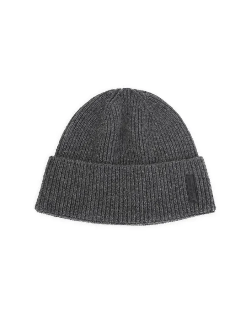 Giorgio Armani Caps & Mützen Ribbed Cashmere Beanie With Folded Cuff grau Grau