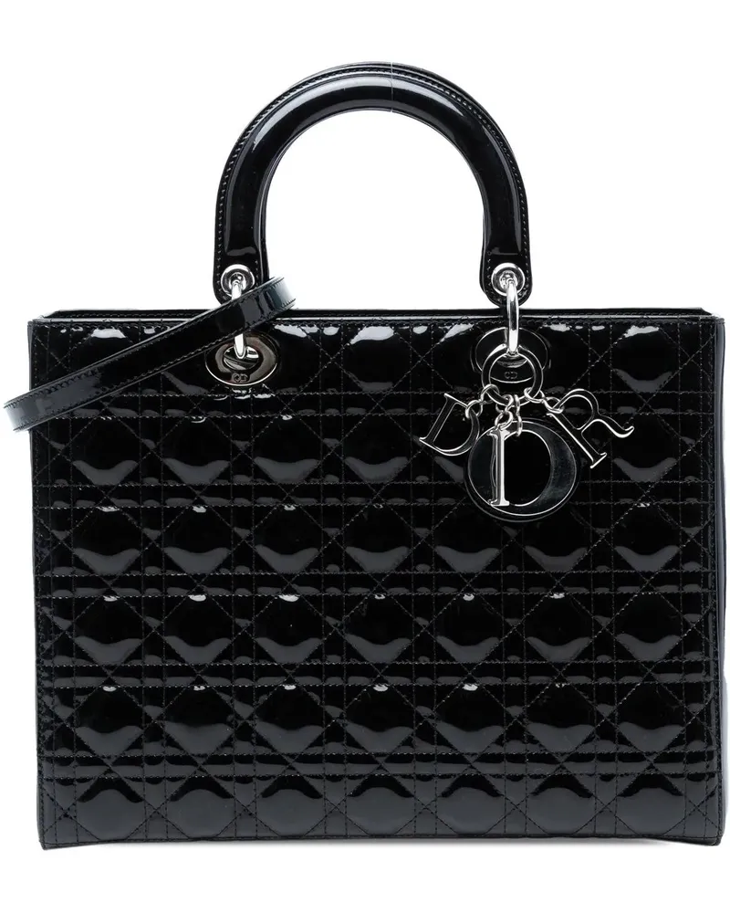 Dior Hobo Bags Large Patent Cannage Lady Dior schwarz Schwarz