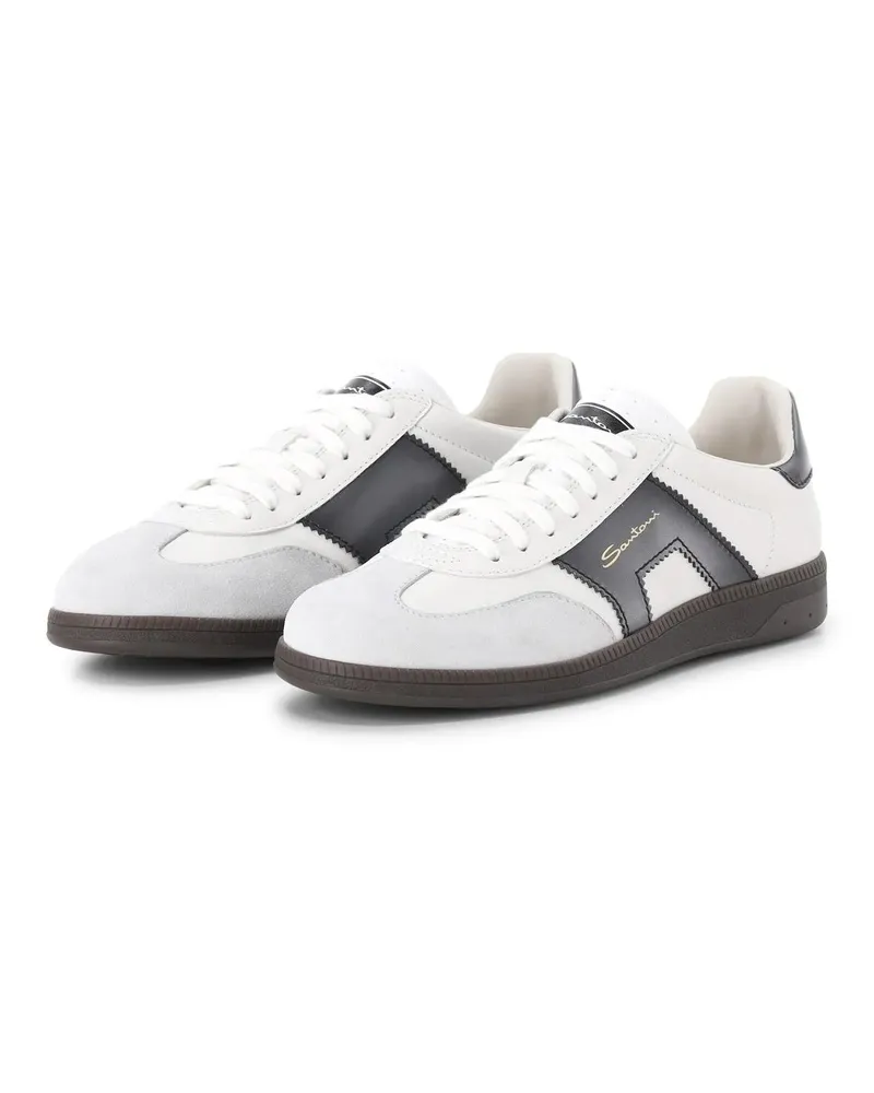 Santoni Low-Top Sneaker Sneaker aus Leder & Veloursleder weiß Weiß