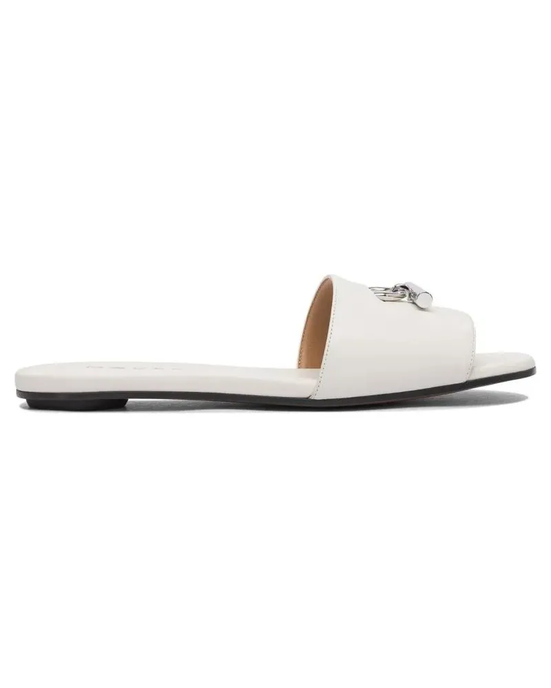 Alexander McQueen Sandalen Leather And Rubber Sandals With Metallic Accent weiß Weiß