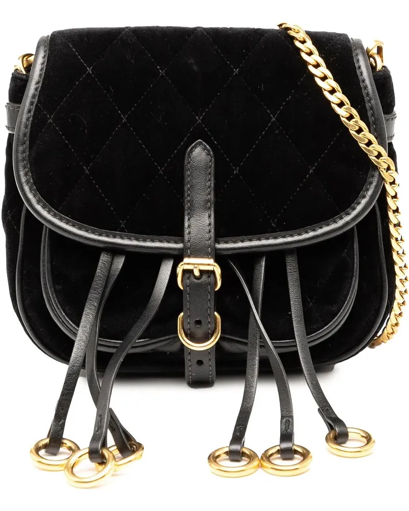 Prada Hobo Bags Impuntu Velluto Corsaire Crossbody schwarz Schwarz