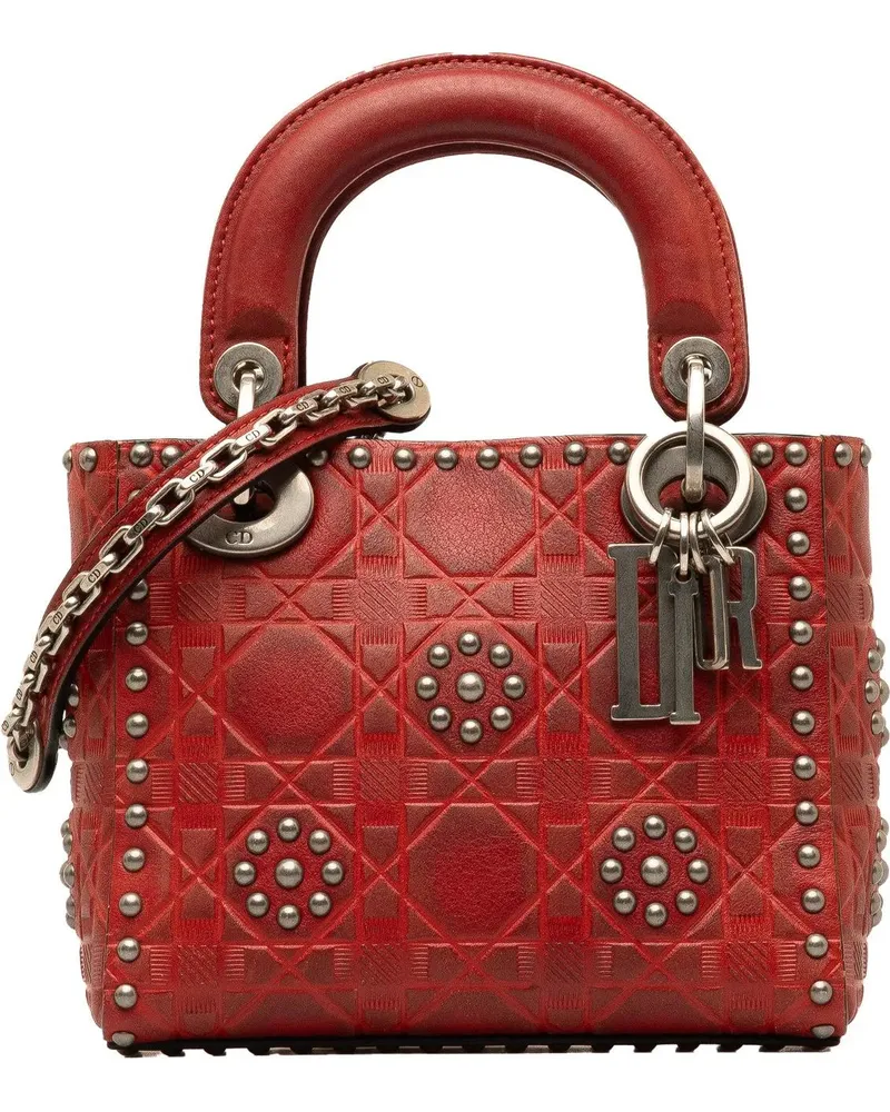 Dior Hobo Bags 2017 Mini Embossed Calfskin Cannage Studded Flower rot Rot
