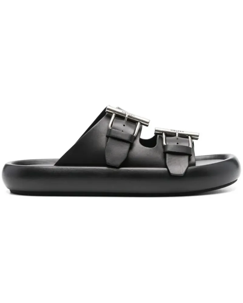 Alexander McQueen Loafer Double Buckle Black Sandals schwarz Schwarz