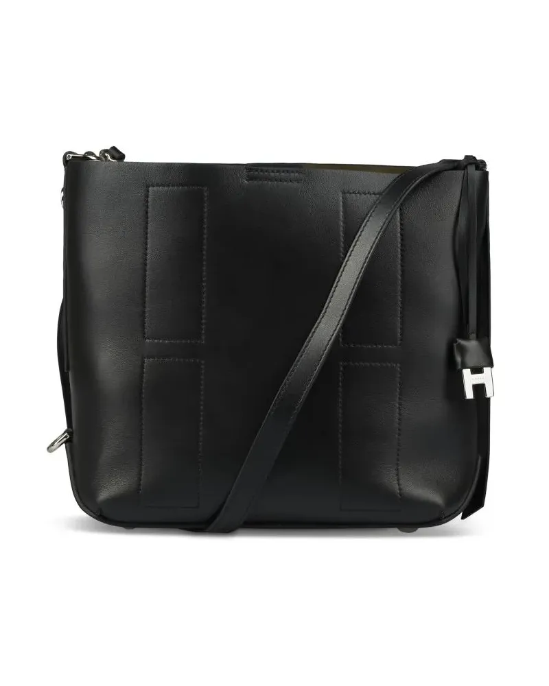 Hogan Hobo Bags Black Calf Leather Bag With Shoulder Strap schwarz Schwarz