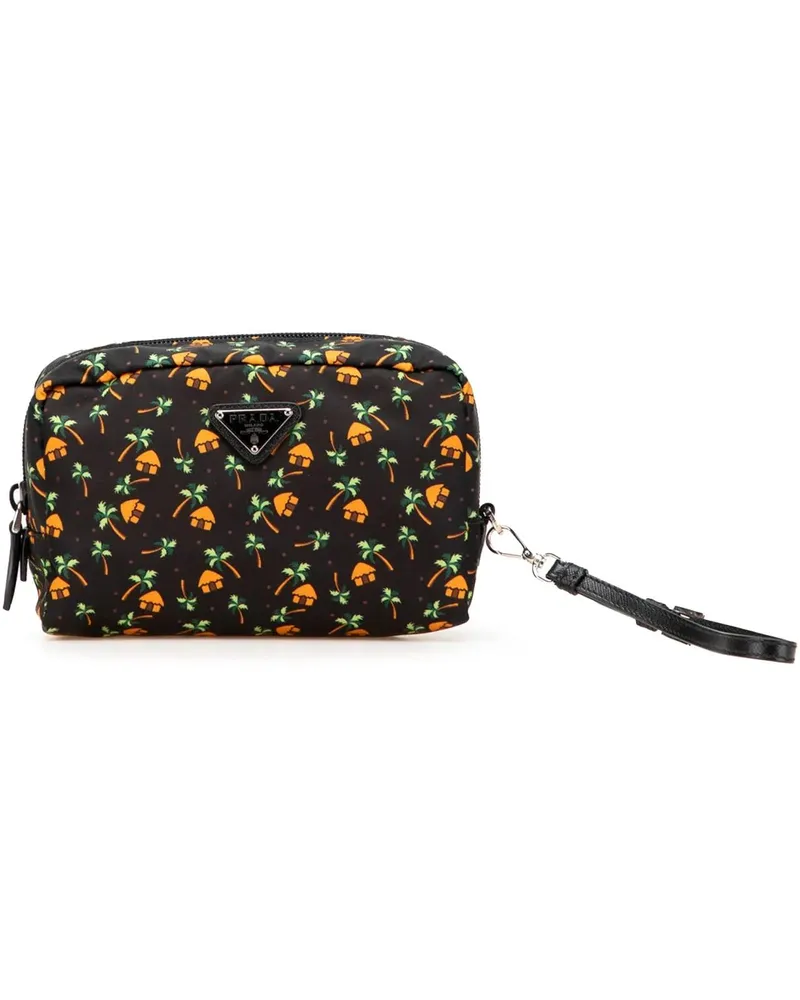 Prada Kosmetiktaschen Small Tessuto Saint Palm Cosmetic Pouch schwarz Schwarz