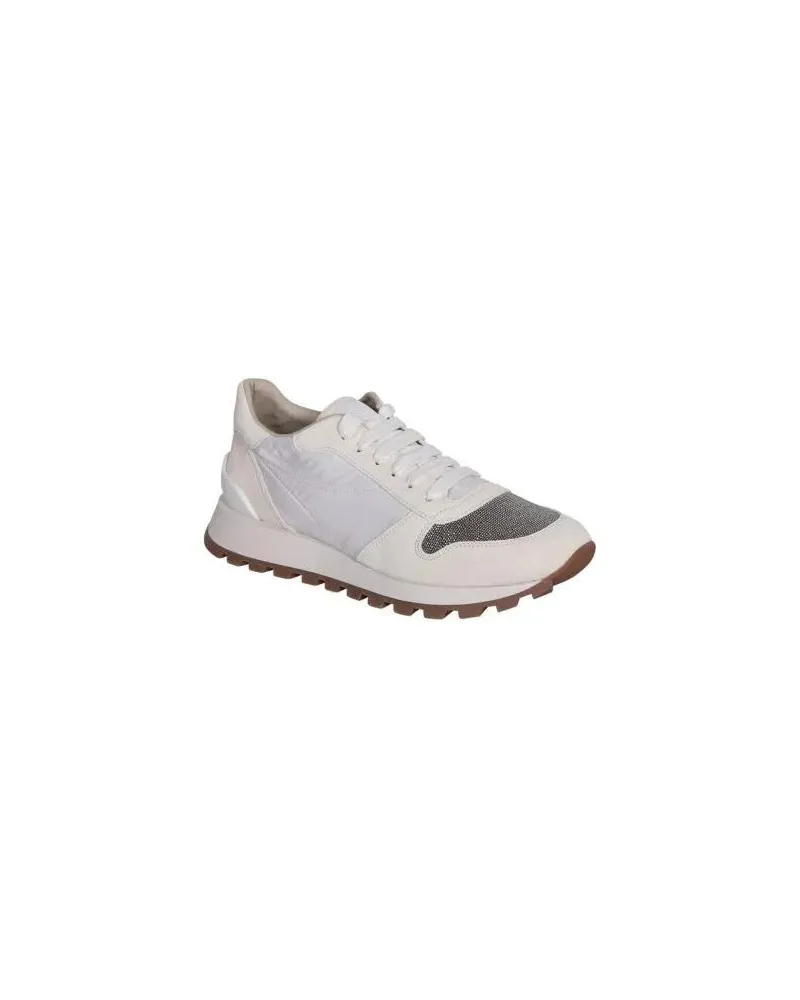Brunello Cucinelli Low-Top Sneaker White Lace Velour Sneakers weiß Weiß