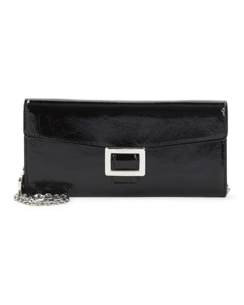 Roger Vivier Clutches Rectangular Black Brushed Leather Clutch schwarz Schwarz